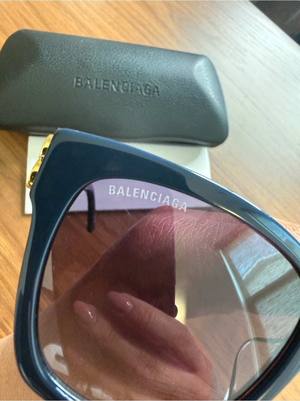 Balenciaga BB0102SA Dynasty Cat-Eye Sunglasses Blue Acetate / Gold (Asian Fit) - Picture 5 of 10